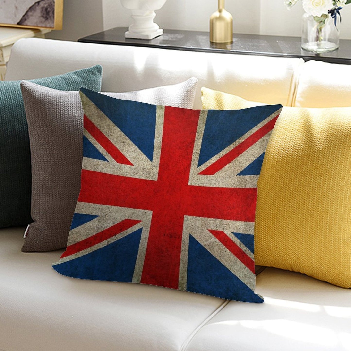 Old And Worn Distressed Vintage Union Jack Flag Soft Skin-Friendly Throw Pillow