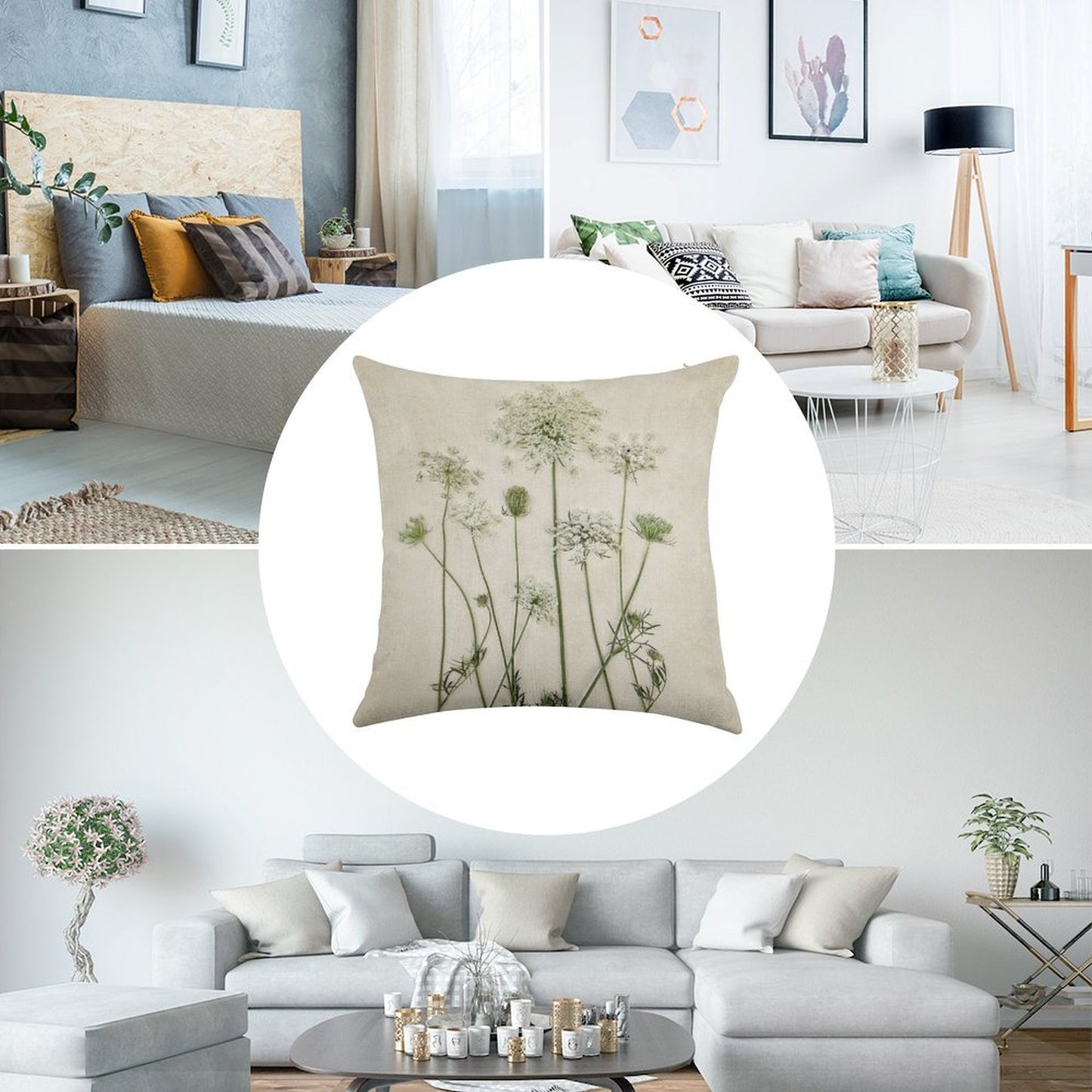 Queen Anne's Lace Linen Throw Pillow Cover