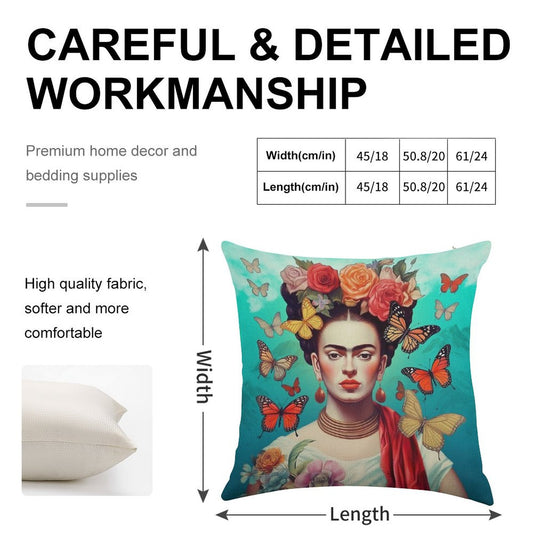 Frida Kahlo 4 Linen Throw Pillow Cover