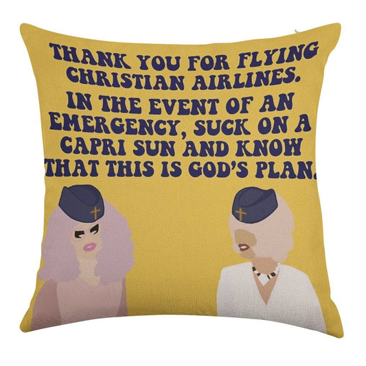Trixie And Katya Christian Airlines Linen Throw Pillow Cover