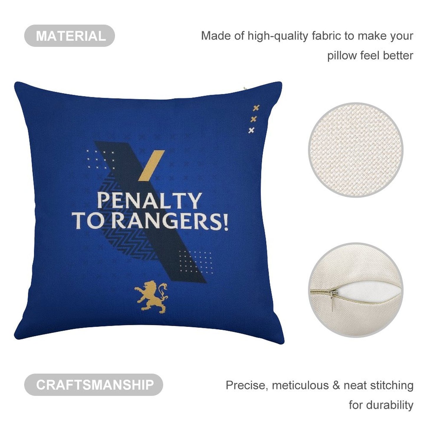 Penalty to Rangers Linen Throw Pillow Cover