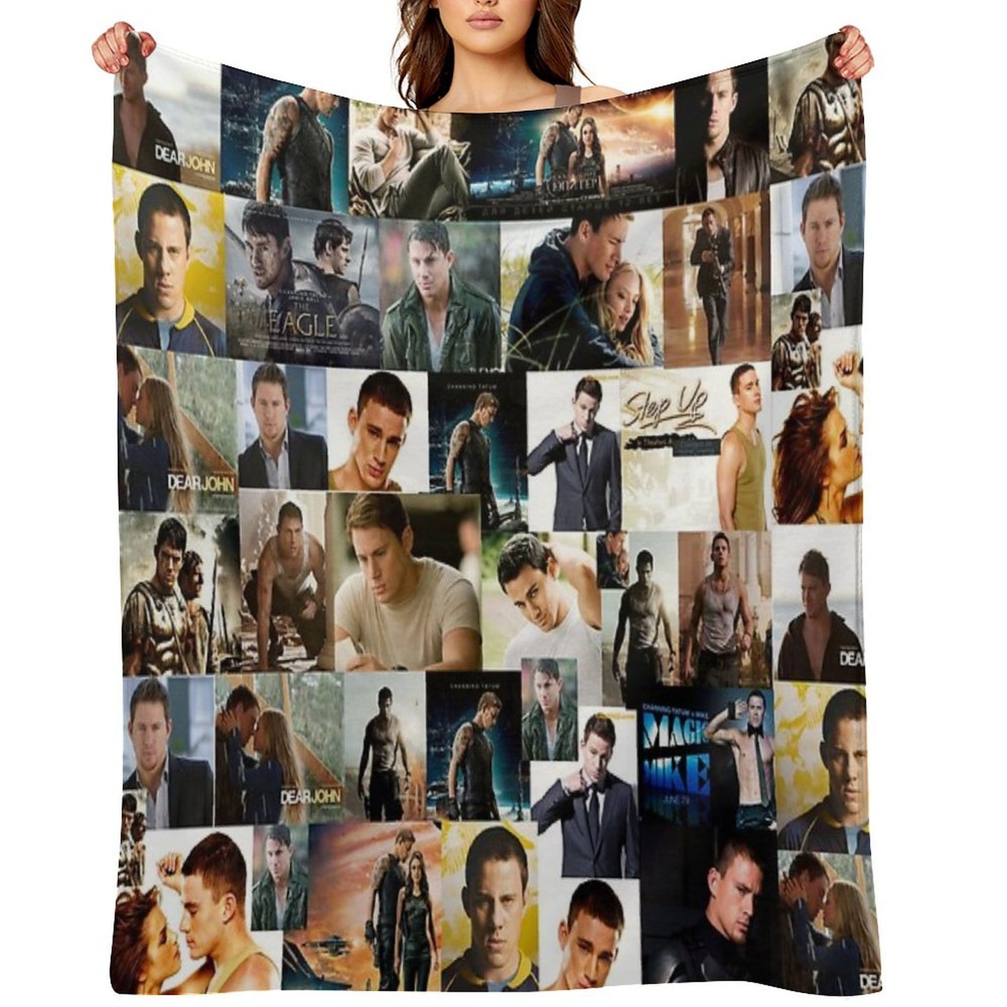 Channing Tatum Seamless Squarish Photo Collage Throw Blanket