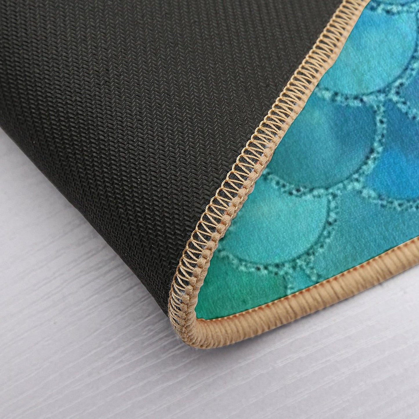 Turquoise Green And BLue Watercolor Mermaid Scales Bath Mat