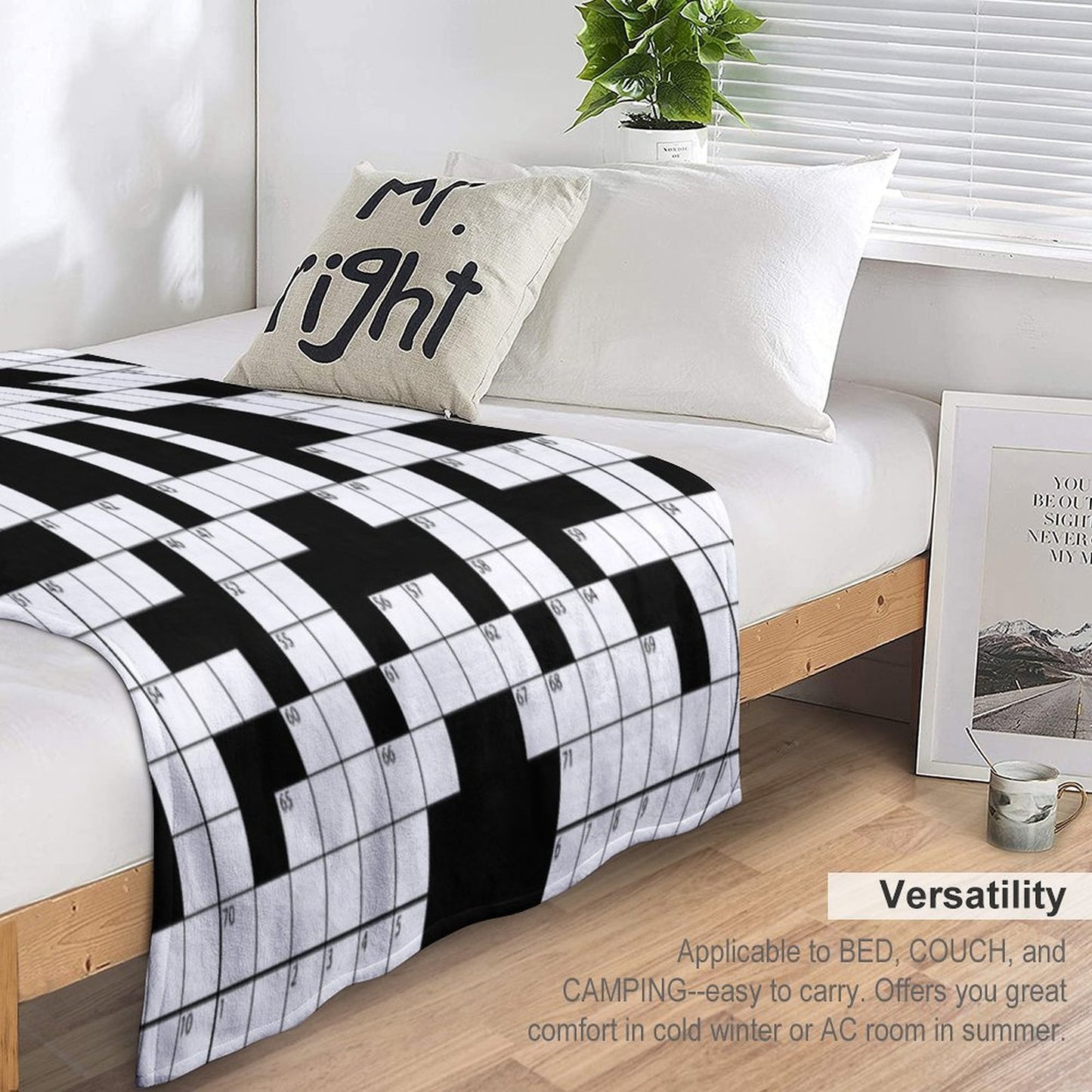 Cool Crossword Pattern Throw Blanket