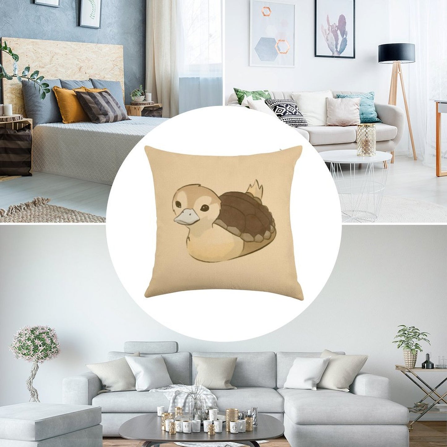 Avatar Turtle Duck Linen Throw Pillow Cover