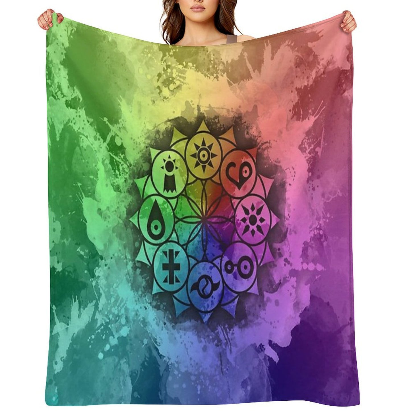 Digimon Mandala Paint Throw Blanket