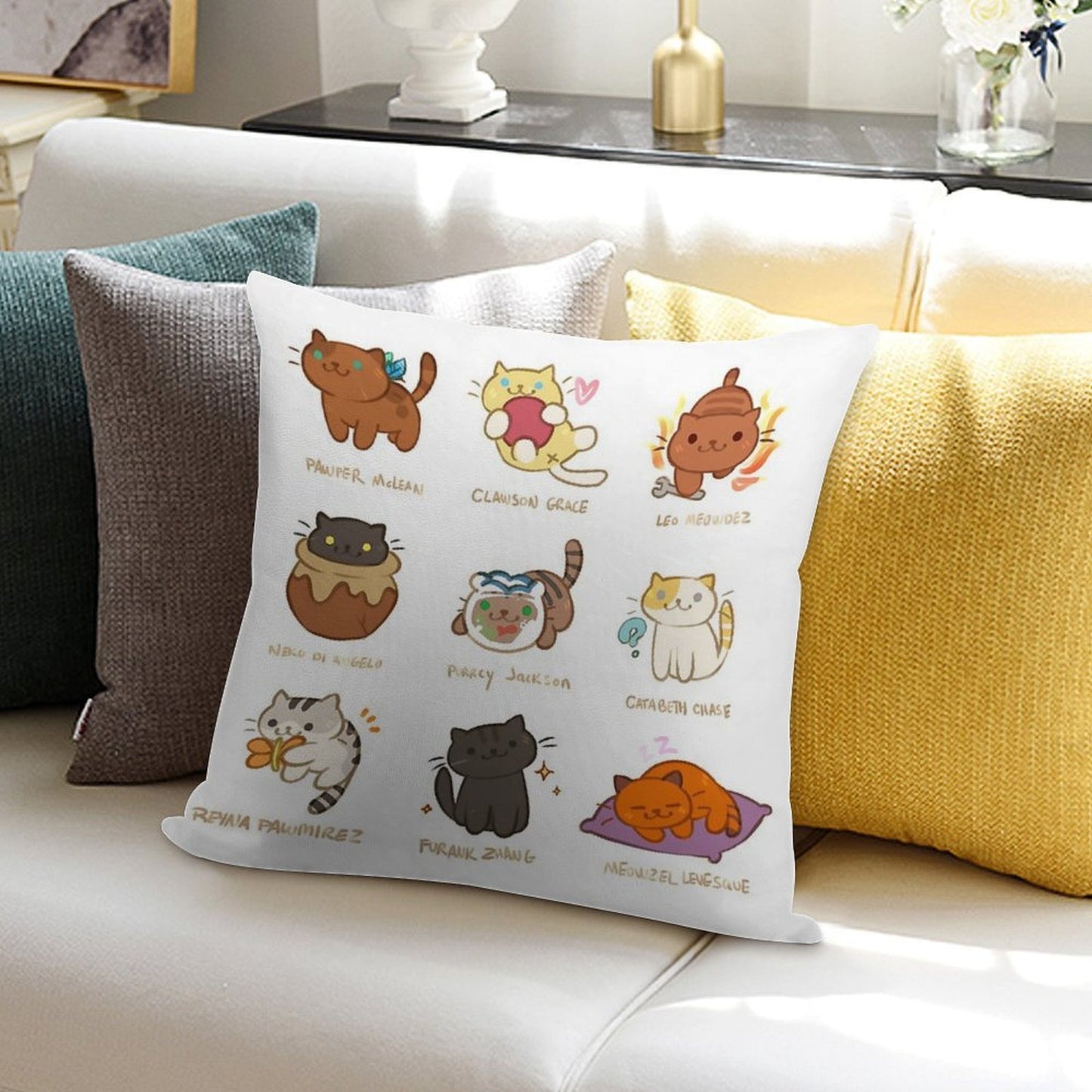 Purrcy Jackson Soft Shrink-Resistant Throw Pillow