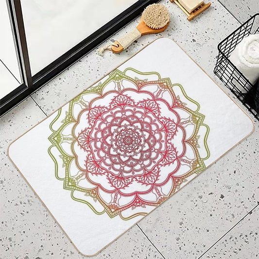 Rose of Duality (Light Mandala) Slip-Resistant Bath Mat