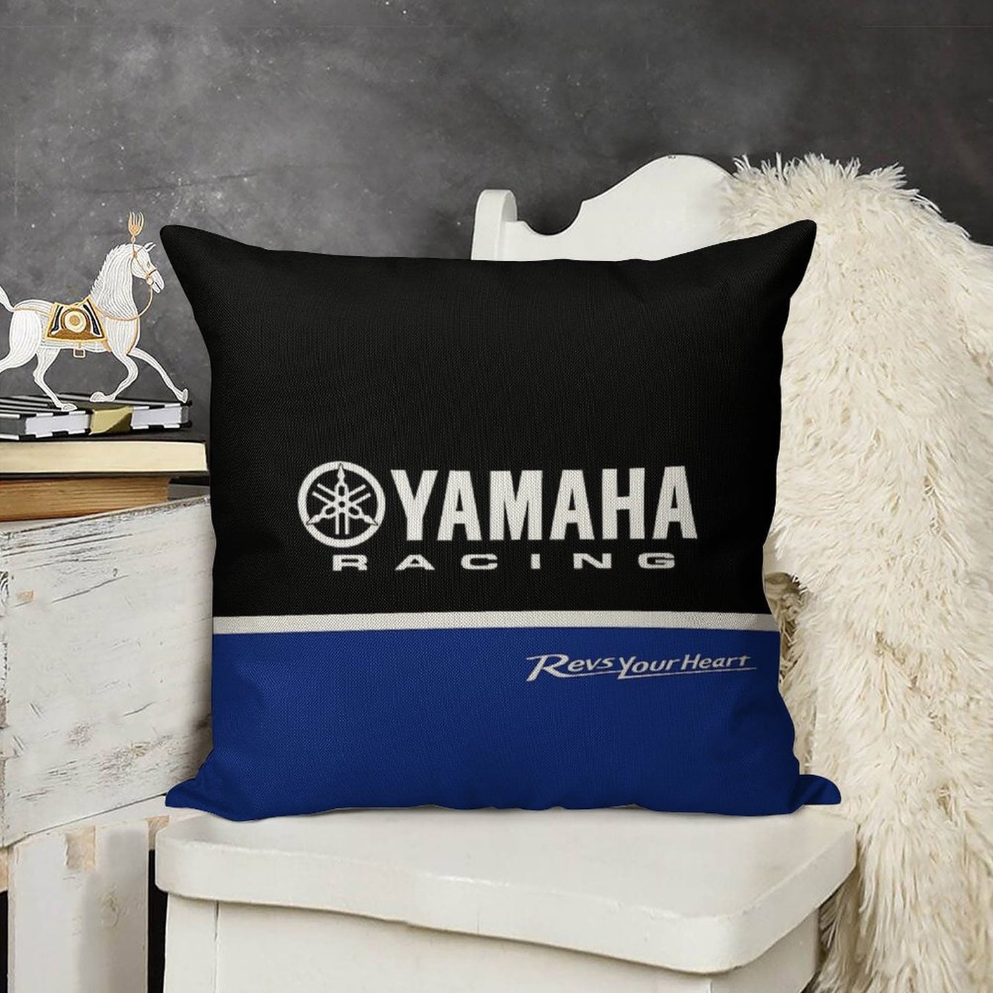 YAMAHA Race Linen Throw Pillow Cover