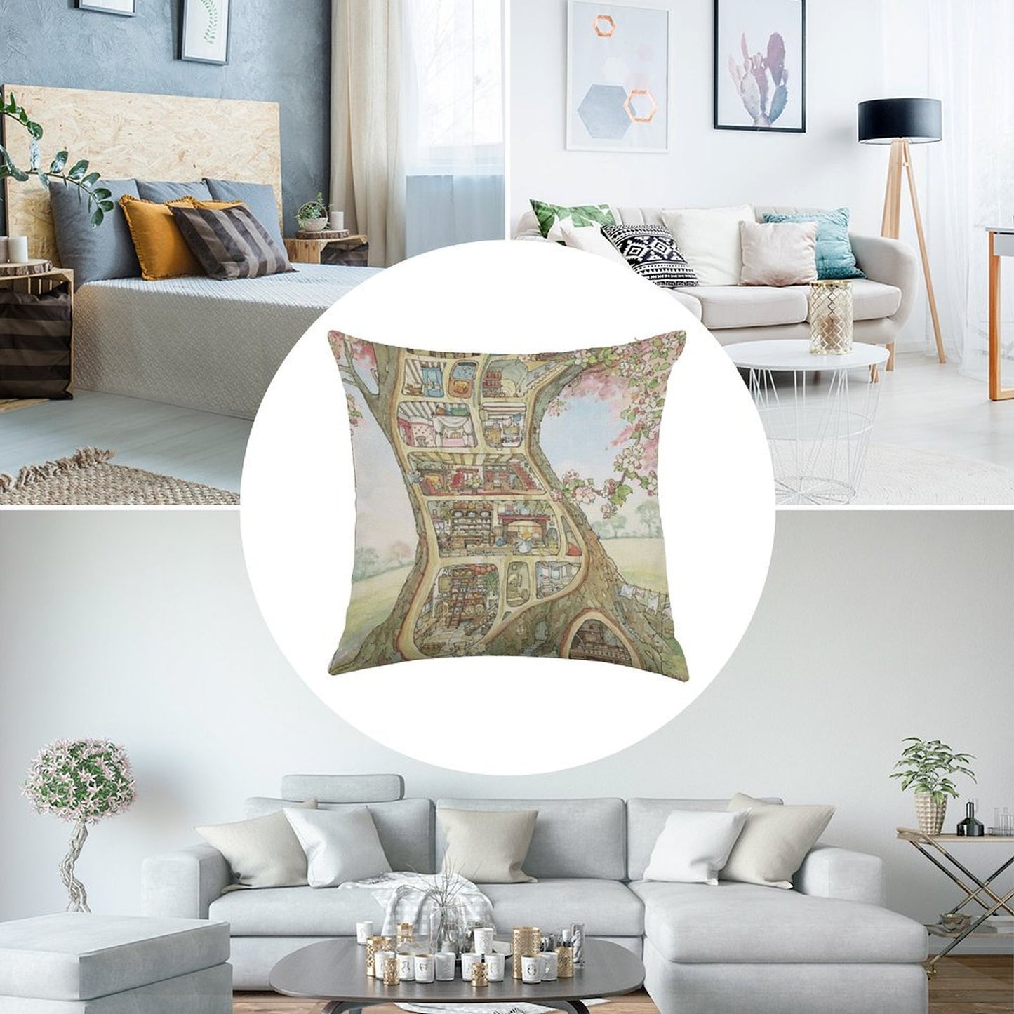 Crabapple Cottage Linen Throw Pillow Cover