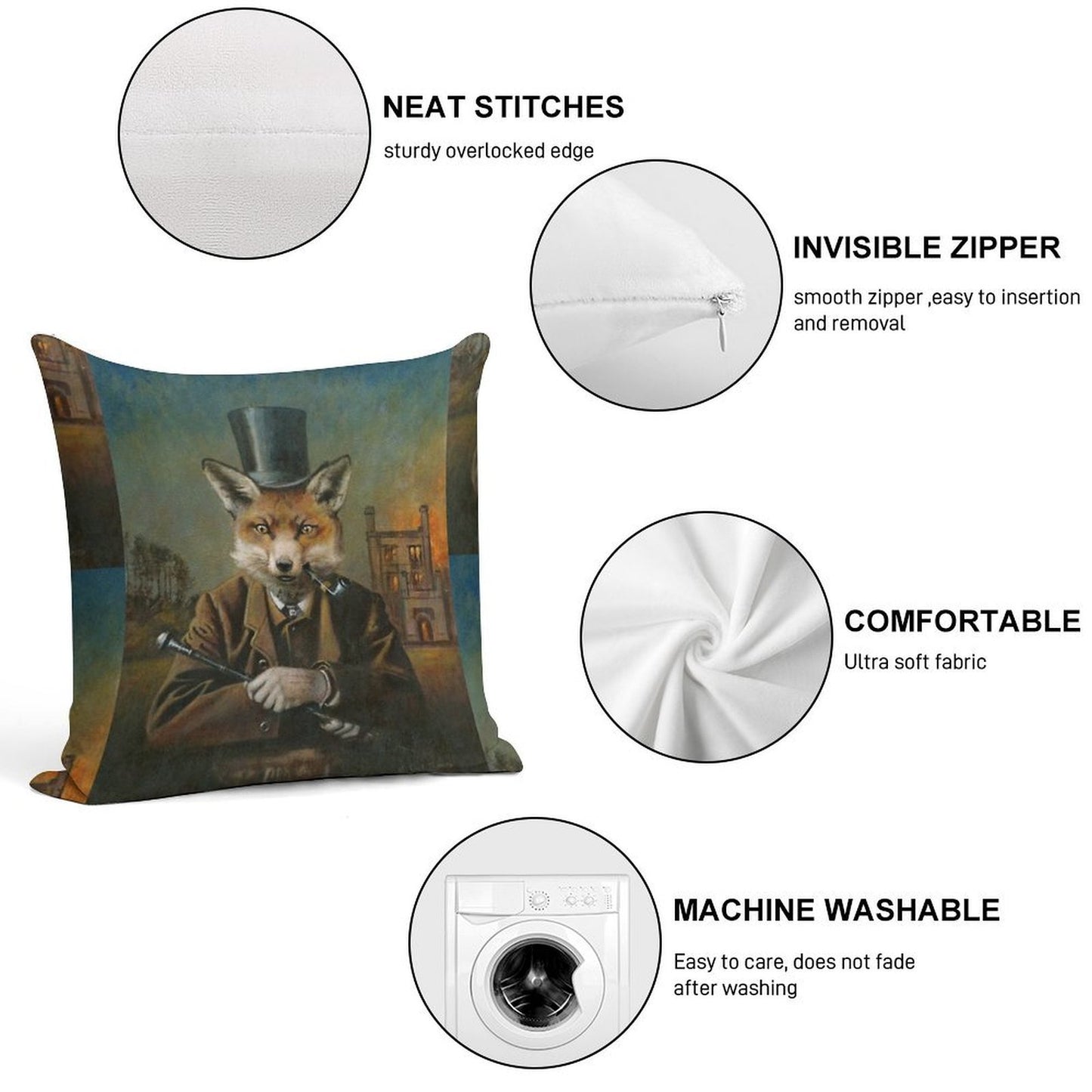 The Dapper Fox Soft Home Decor Throw Pillow