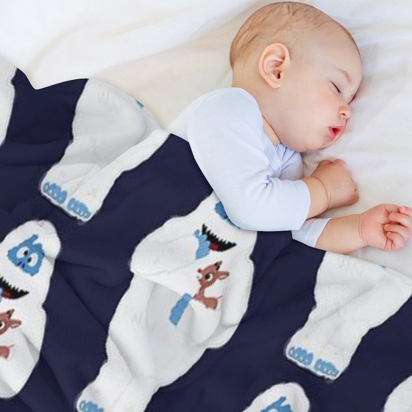 Classic Christmas Abominable Snowman with Rudolph © GraphicLoveShop Throw Blanket