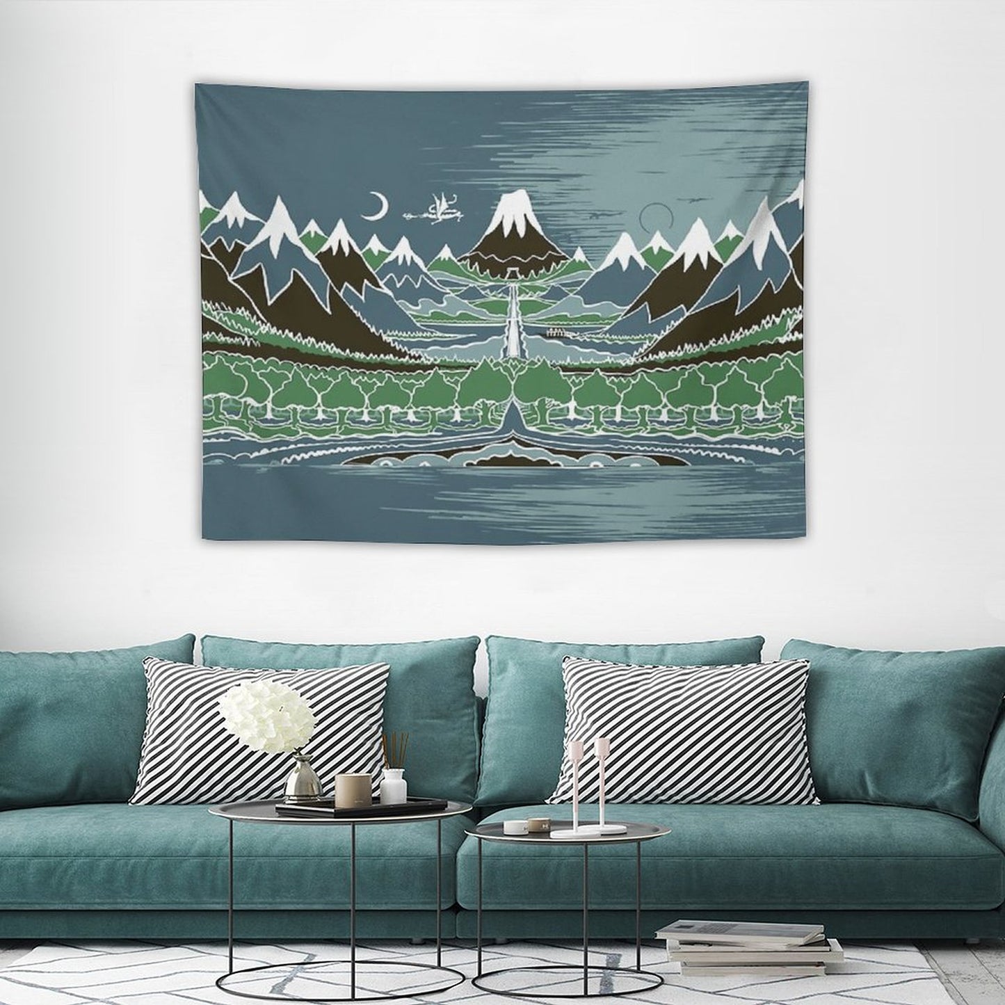 Forest Mountain Path in The Style of J.R.R.Tolkien Tapestry