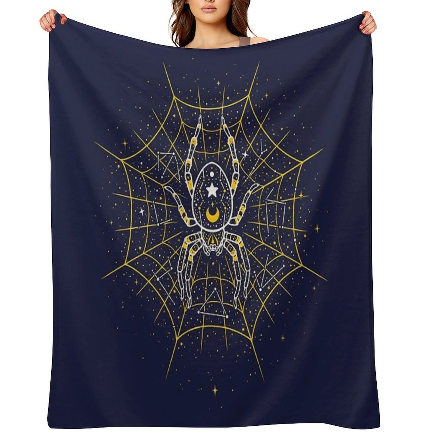 Celestial Spider on Starry Web Throw Blanket