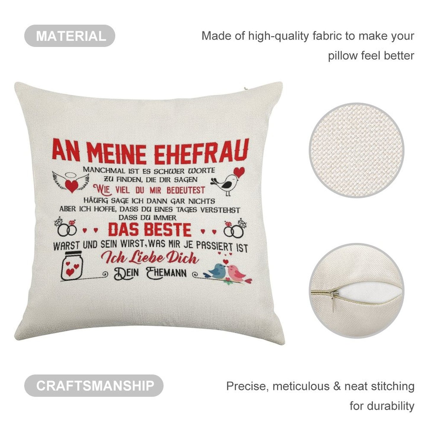 Gift for My Wife Perfect Gift Linen Throw Pillow Cover