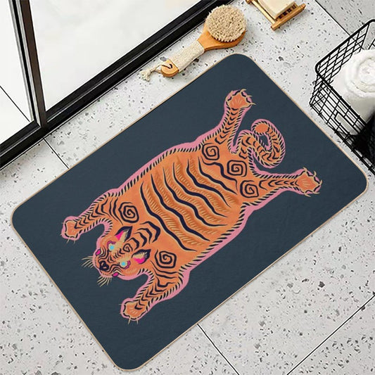 Wild Tiger Rug Illustration Bath Mat