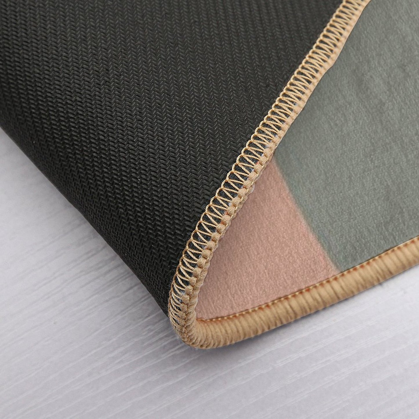 Sound Waves Minimalist Pattern in Mustard Yellow, Teal, Grey, Blush Pink, And Rust Bath Mat