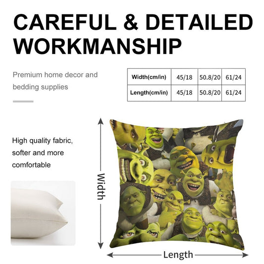 Shrek Collage Linen Throw Pillow Cover
