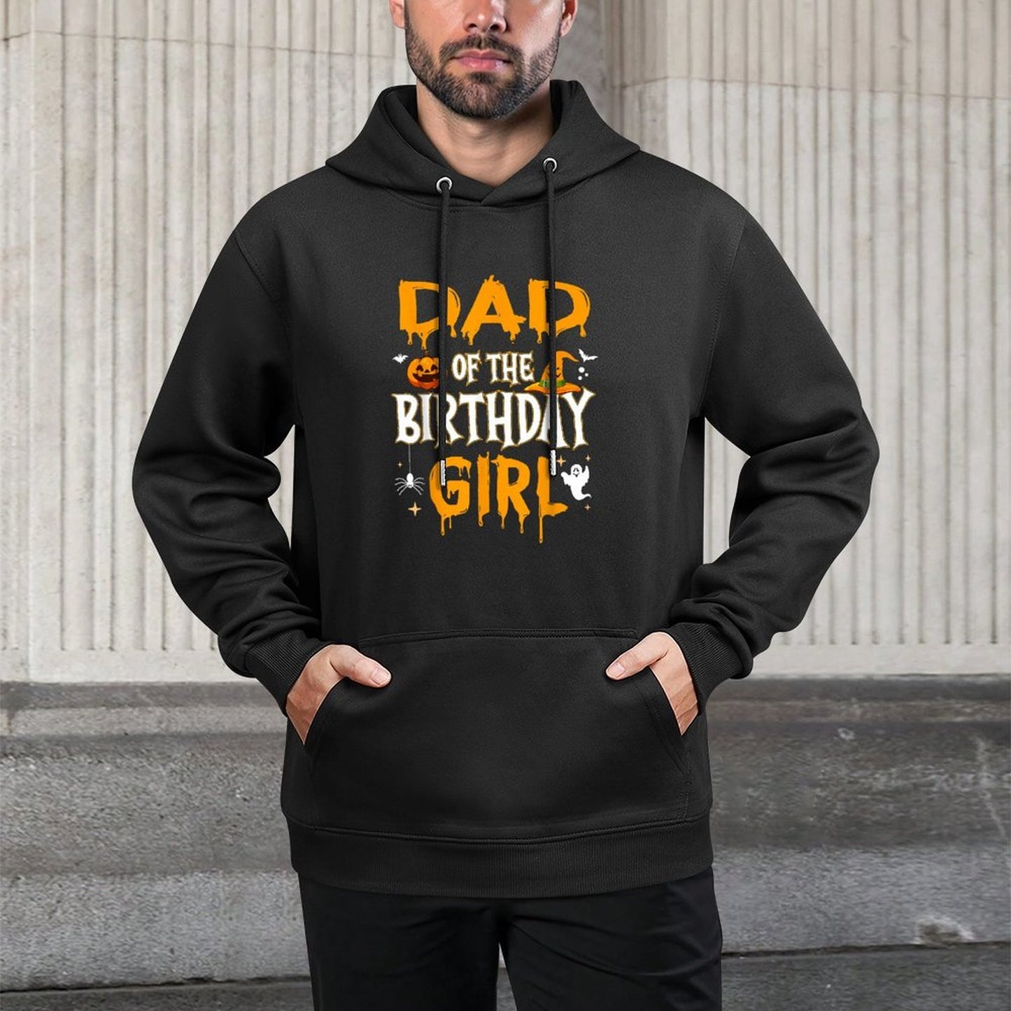 Dad of The Birthday Girl Halloween 1st Birthday Girl Kangaroo Pocket Hoodie