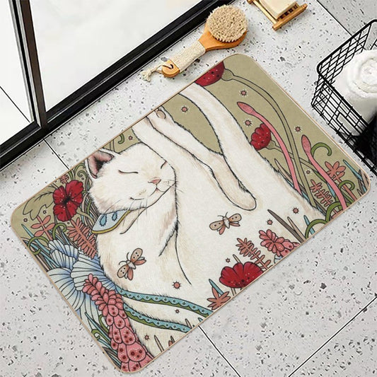 Poppies And Ladybug Bath Mat