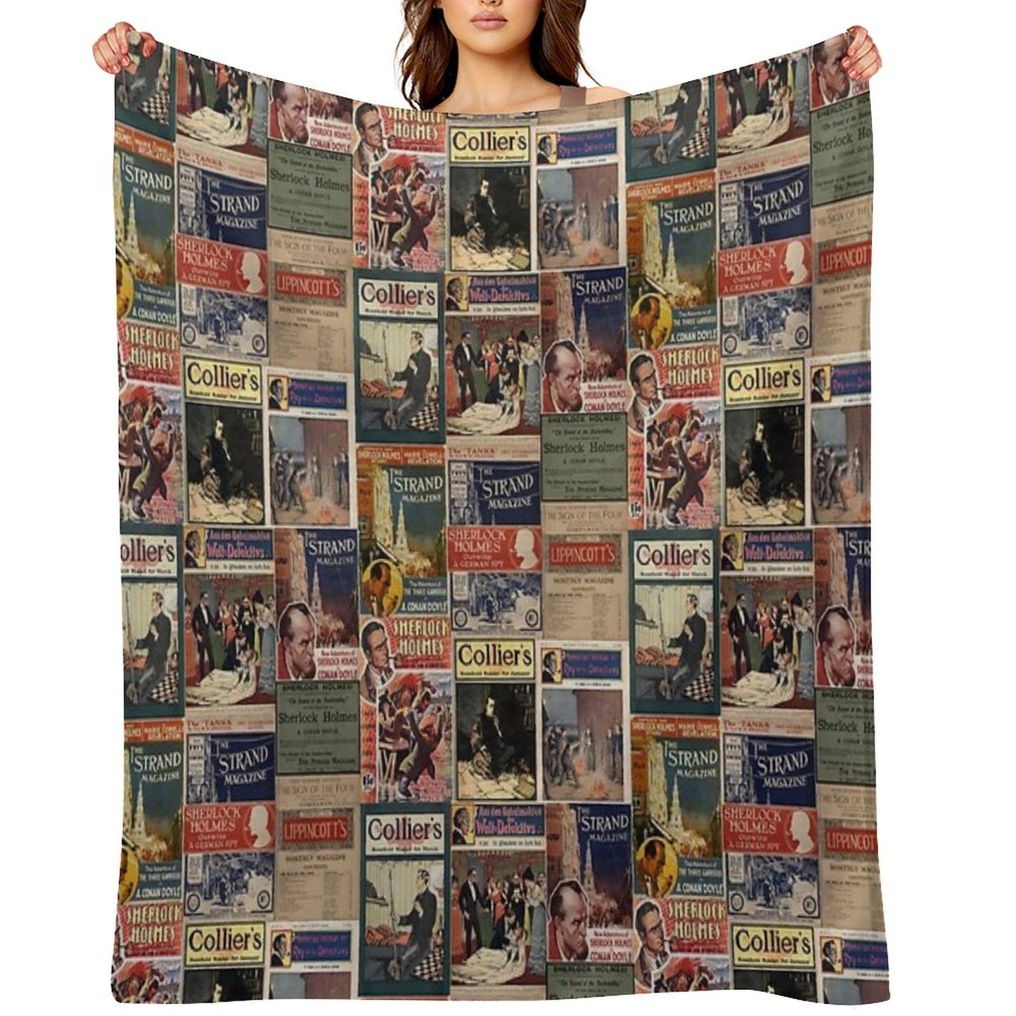 Sherlock Holmes - Vintage Magazines Throw Blanket