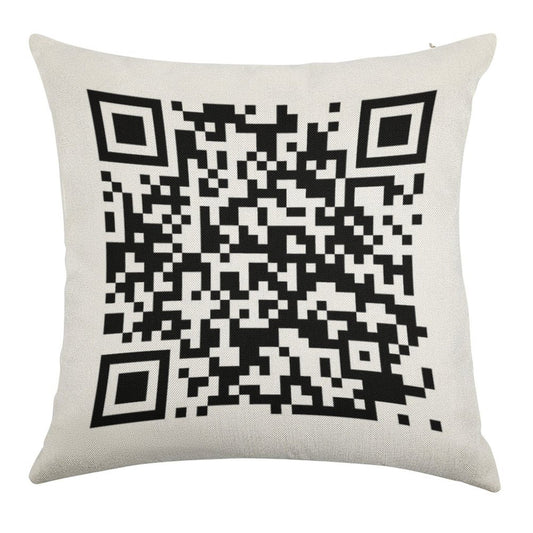 QrCode Rick Astley - Never Gonna Give You Up Linen Throw Pillow Cover
