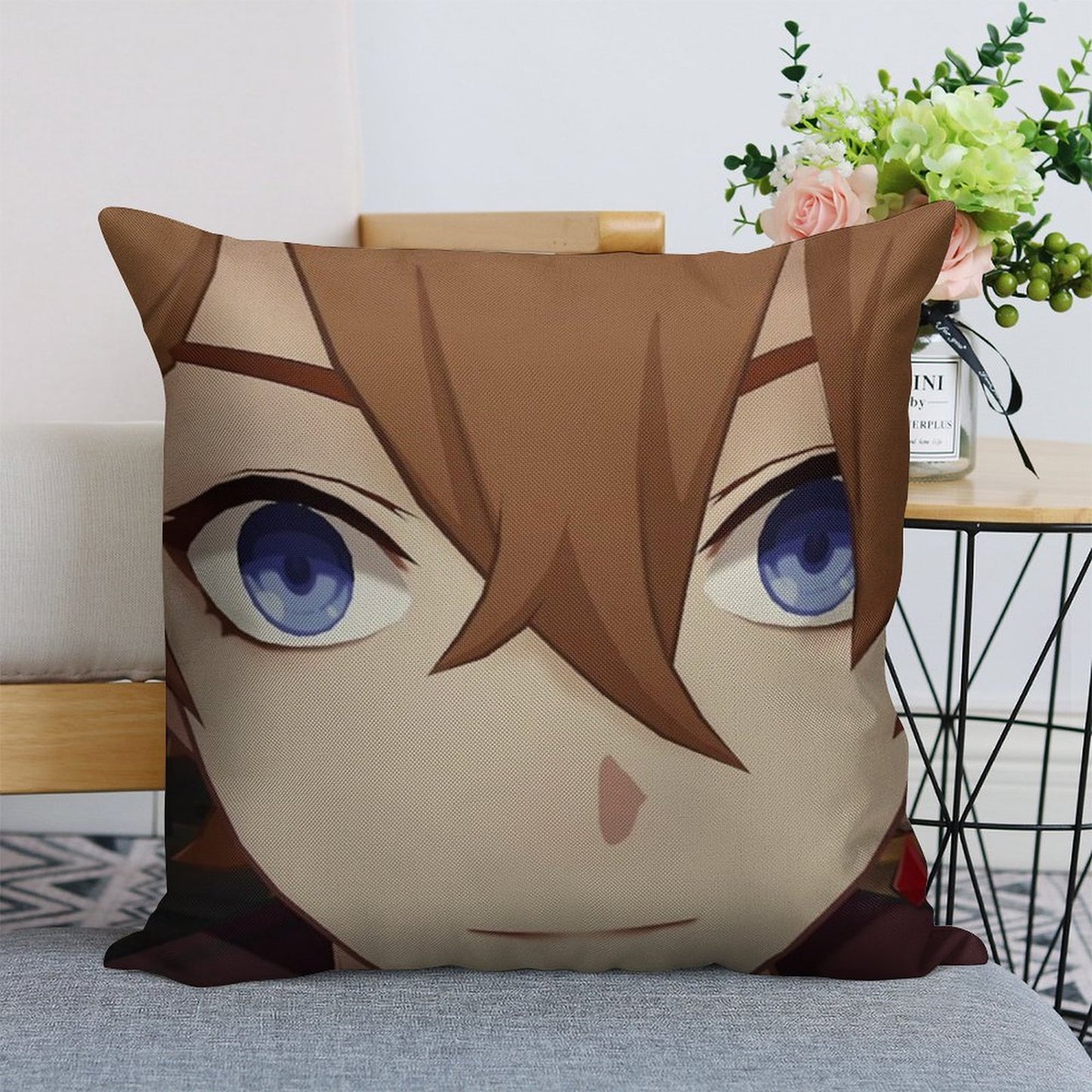Childe (Tartaglia) Face Meme Linen Throw Pillow Cover