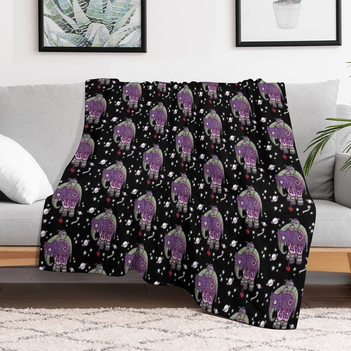 Interstellar Elephant Tee Throw Blanket