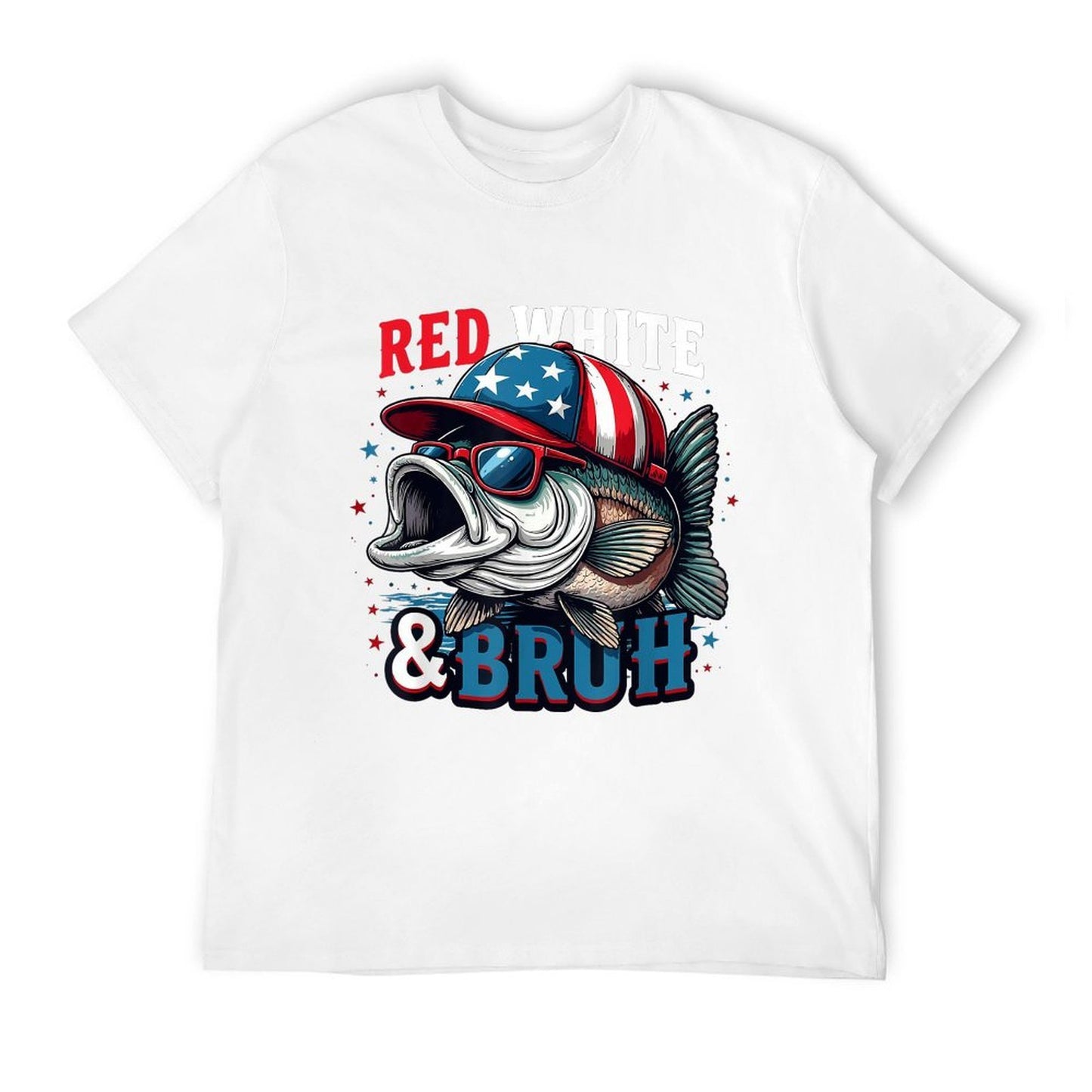 Patriotic Red White Bruh America Fish Fishing 4th Of July Trendy Pattern T-Shirt