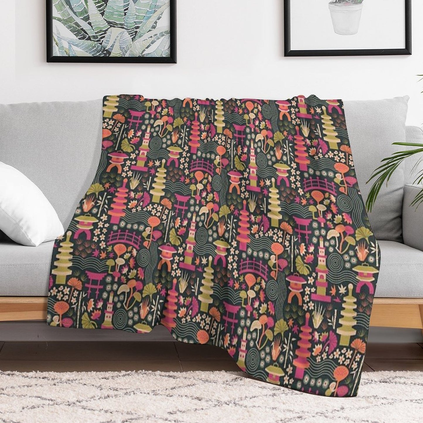 Zen Garden Based on The Japanese Tea Garden in Golden Gate Park Throw Blanket