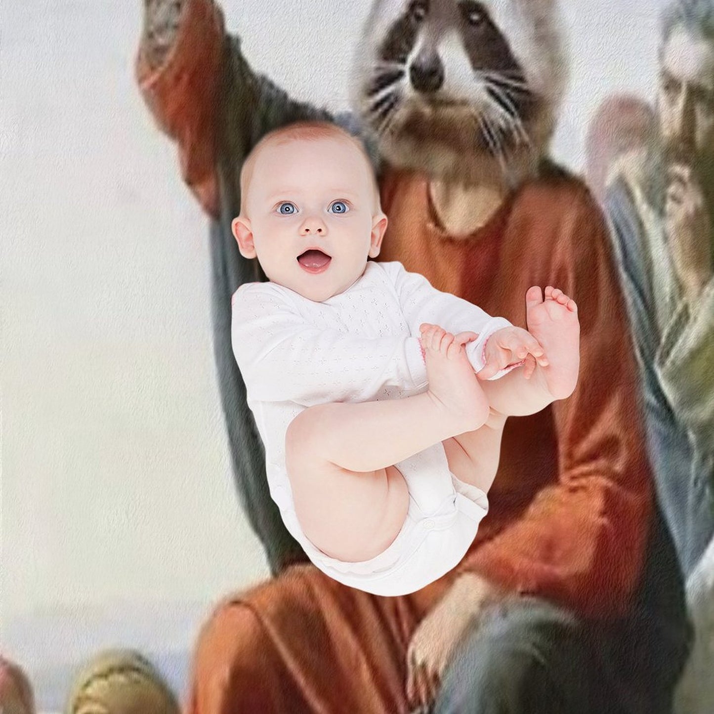 Raccoon Jesus Throw Blanket
