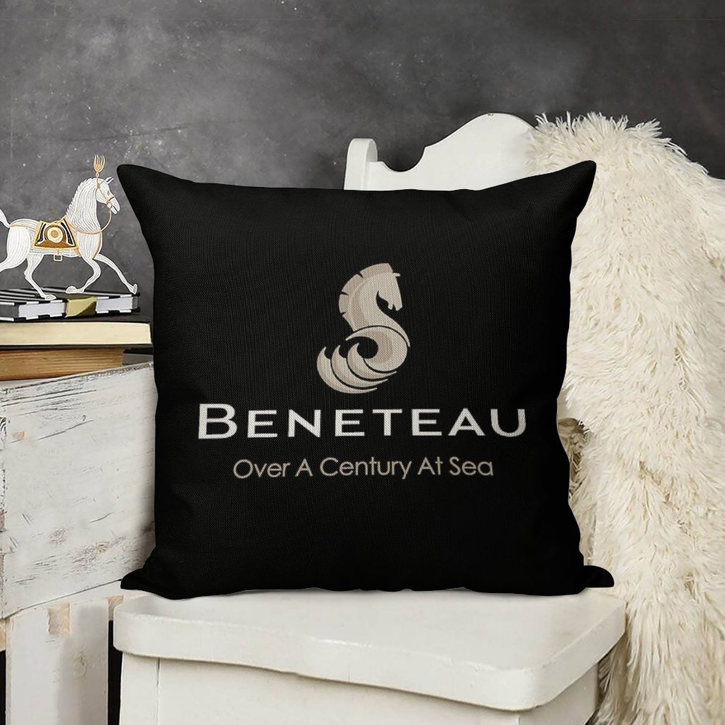 Beneteau Sailboat Sailing Yacht POCKET SIDE Linen Throw Pillow Cover