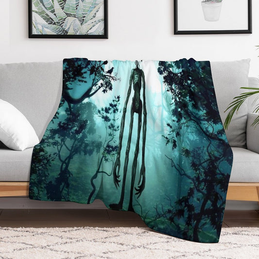 Siren Head in Horror Background Throw Blanket