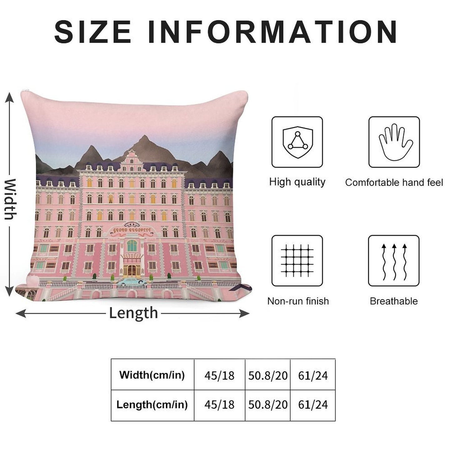 Grand Budapest Hotel Poster Wes Movie Rushmore Soft Decorative Cover Throw Pillow