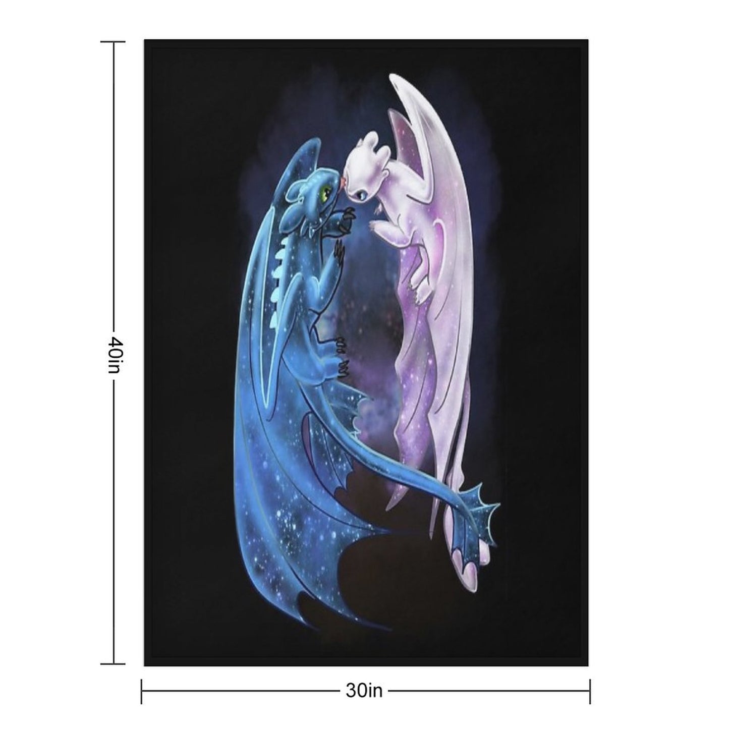 Dragon Heart - Starry Dragons - Toothless And Light Fury Throw Blanket