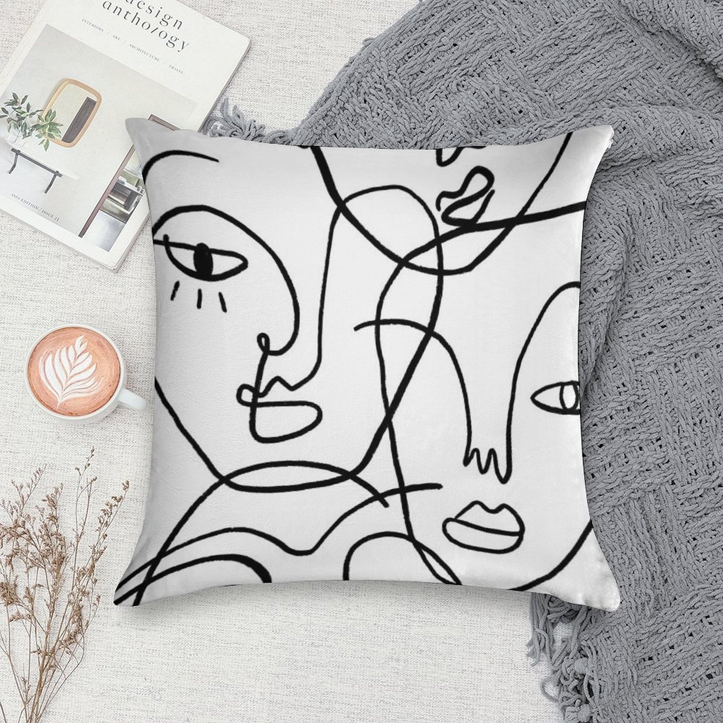 Abstract Faces Soft Easy Maintenance Throw Pillow