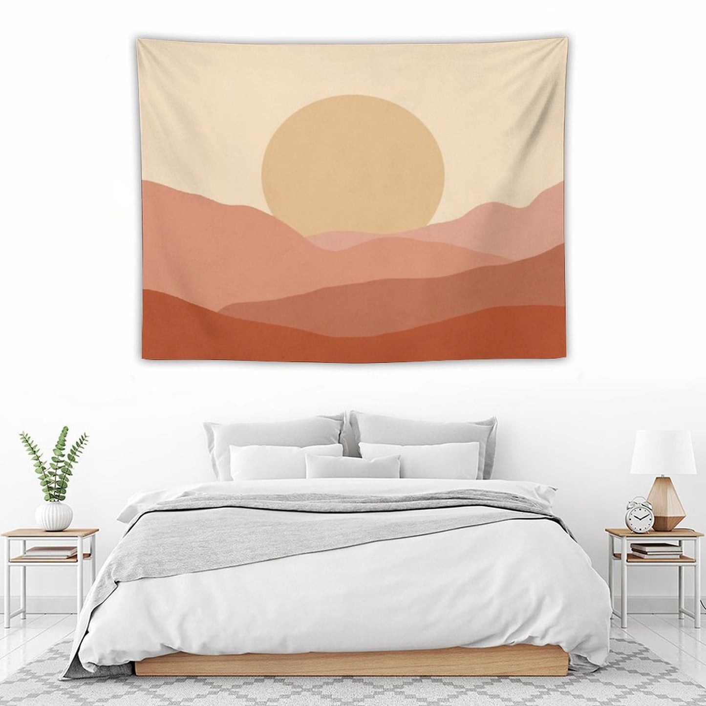 Minimalist Landscape Earth Tones Design Muted Tones Tapestry