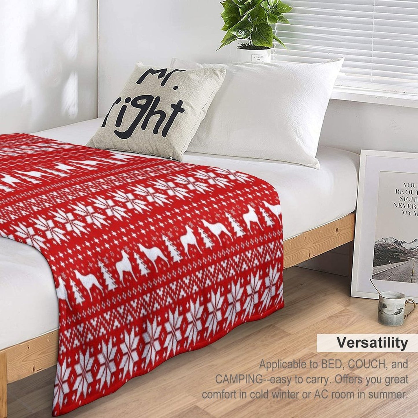 Smooth Collie Silhouettes Red And White Christmas Holiday Pattern Throw Blanket