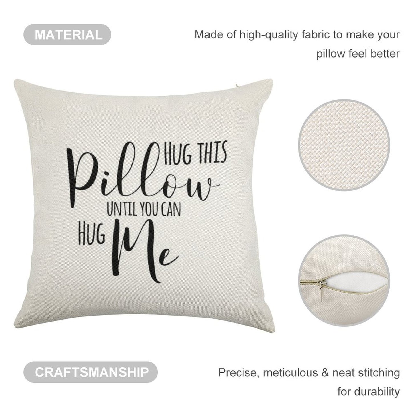 Hug This Pillow Until You Can Hug Me Linen Throw Pillow Cover