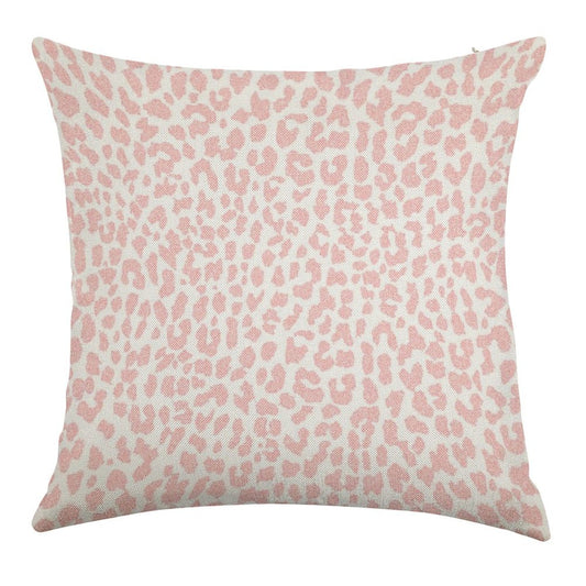 Pale Coral Leopard Linen Throw Pillow Cover