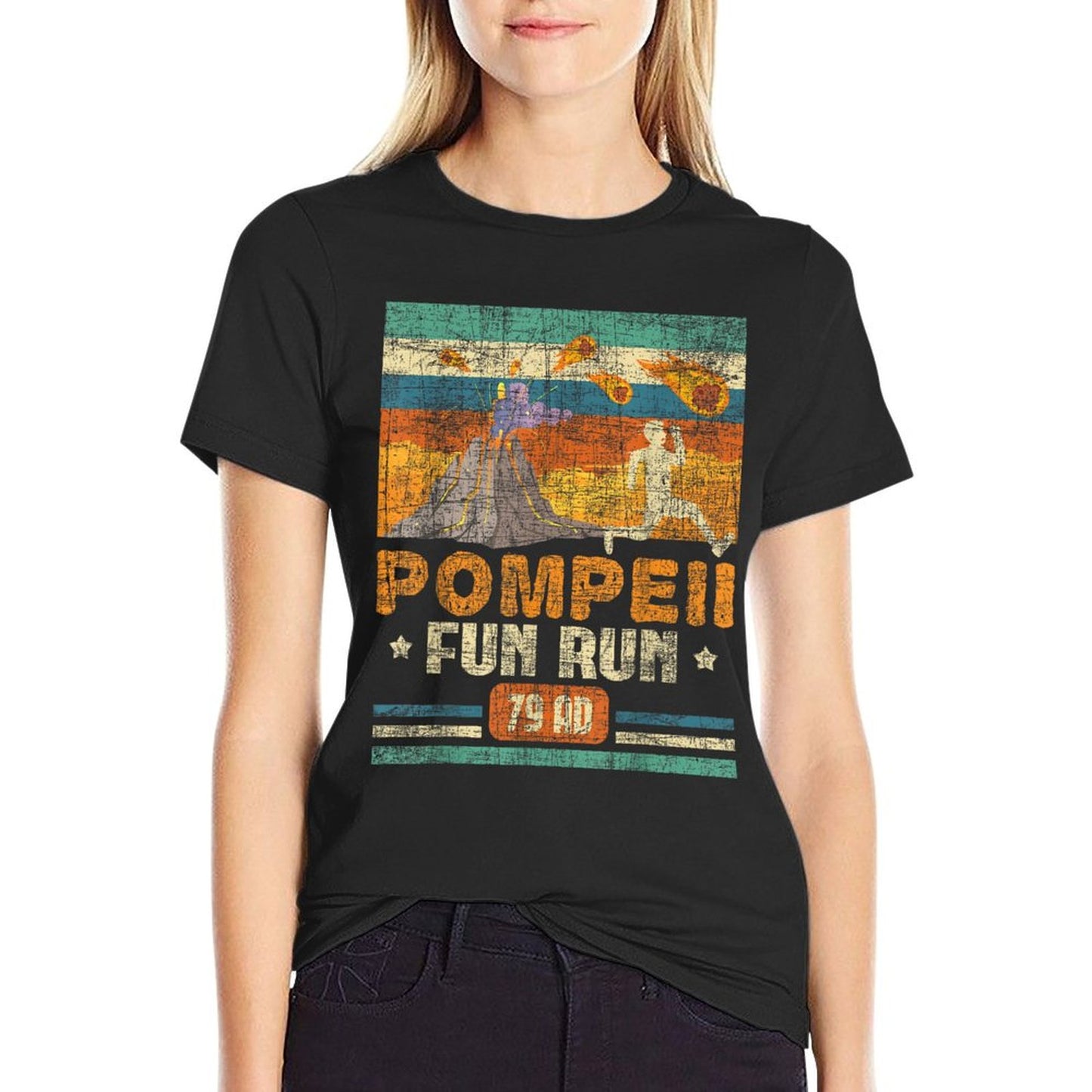 Funny Volcano Shirts Pompeii Fun Run - Geography Volcanologist Volcanology, Black T-Shirt