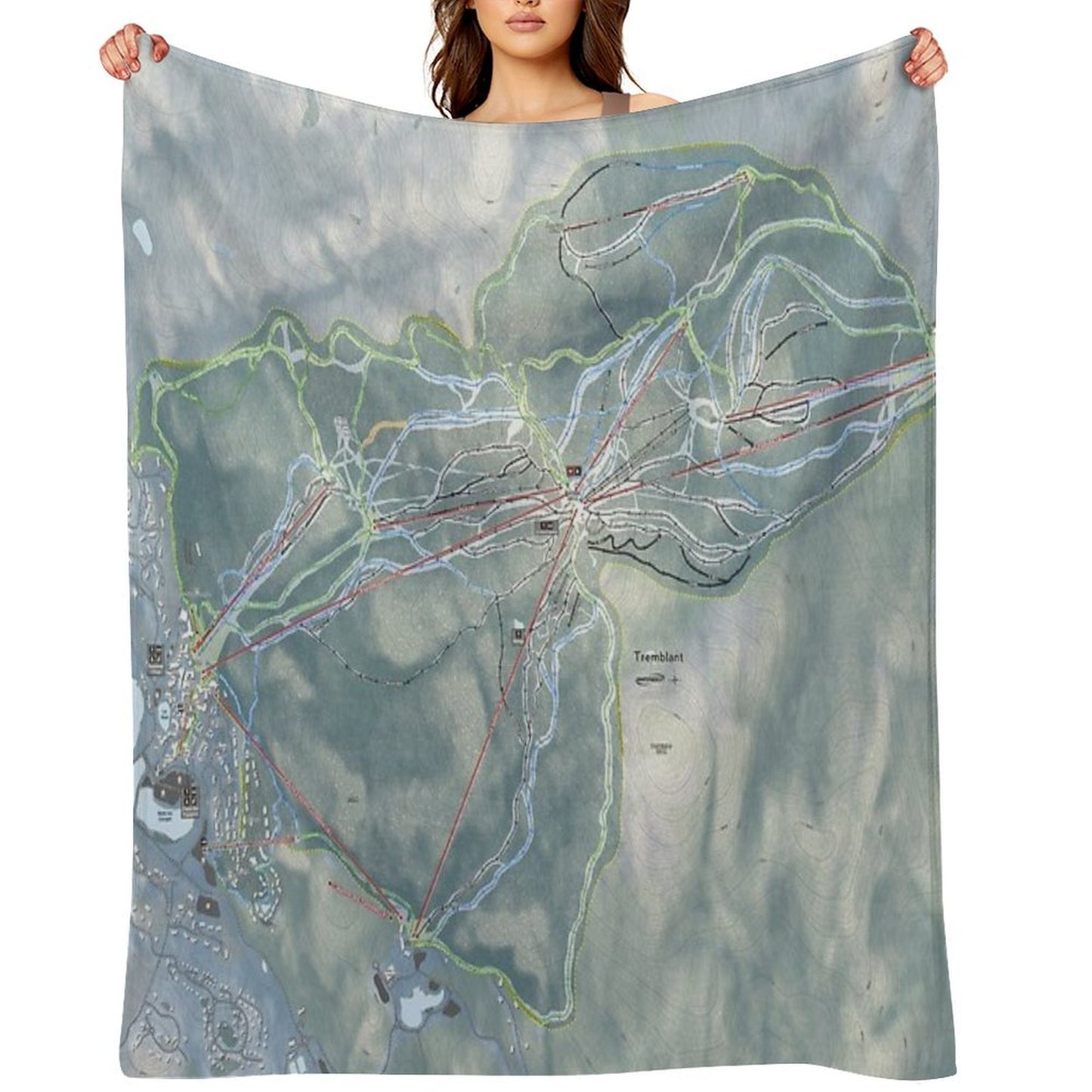 Tremblant Resort Trail Map Throw Blanket