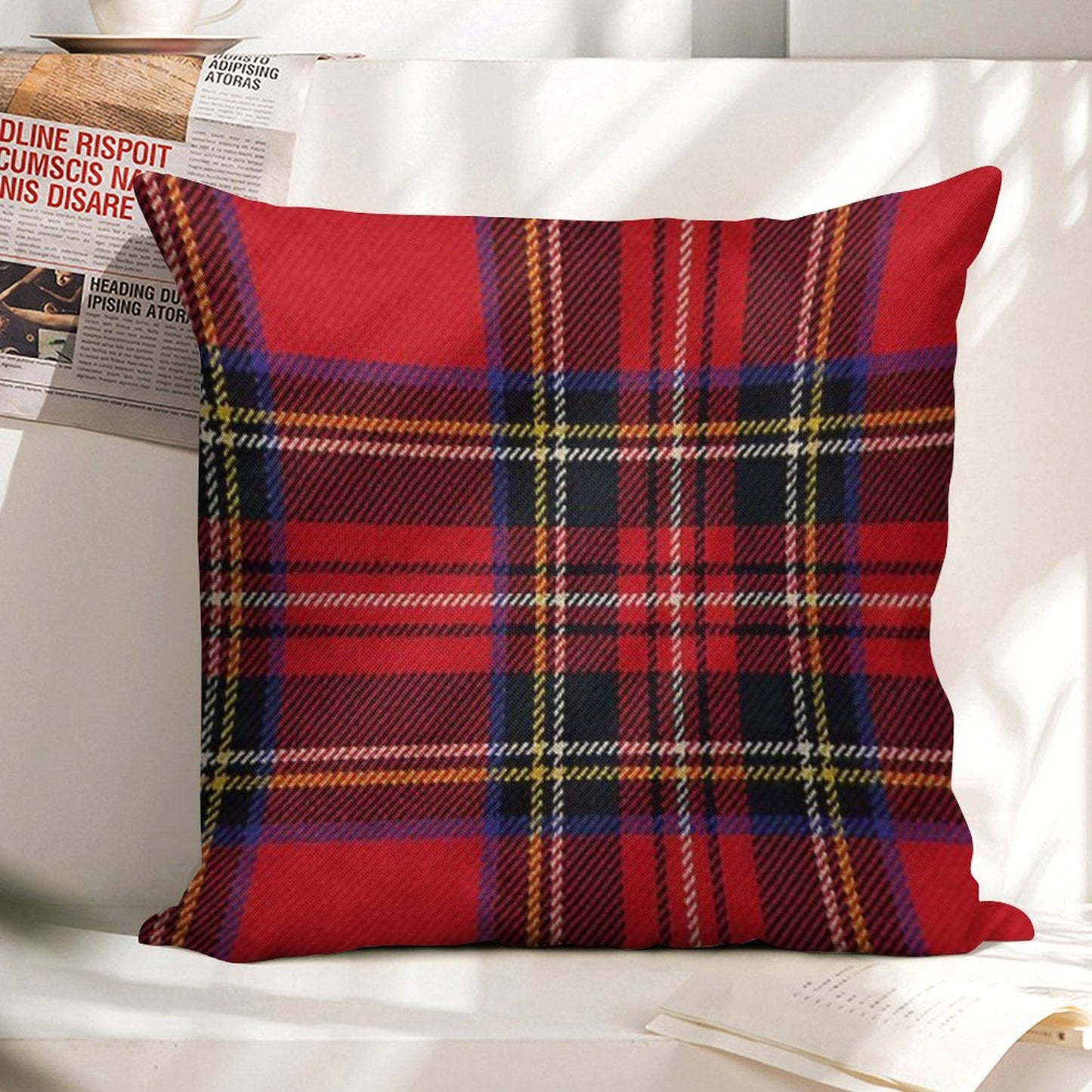 Traditional Royal Stewart Scottish Tartan Linen Throw Pillow Cover
