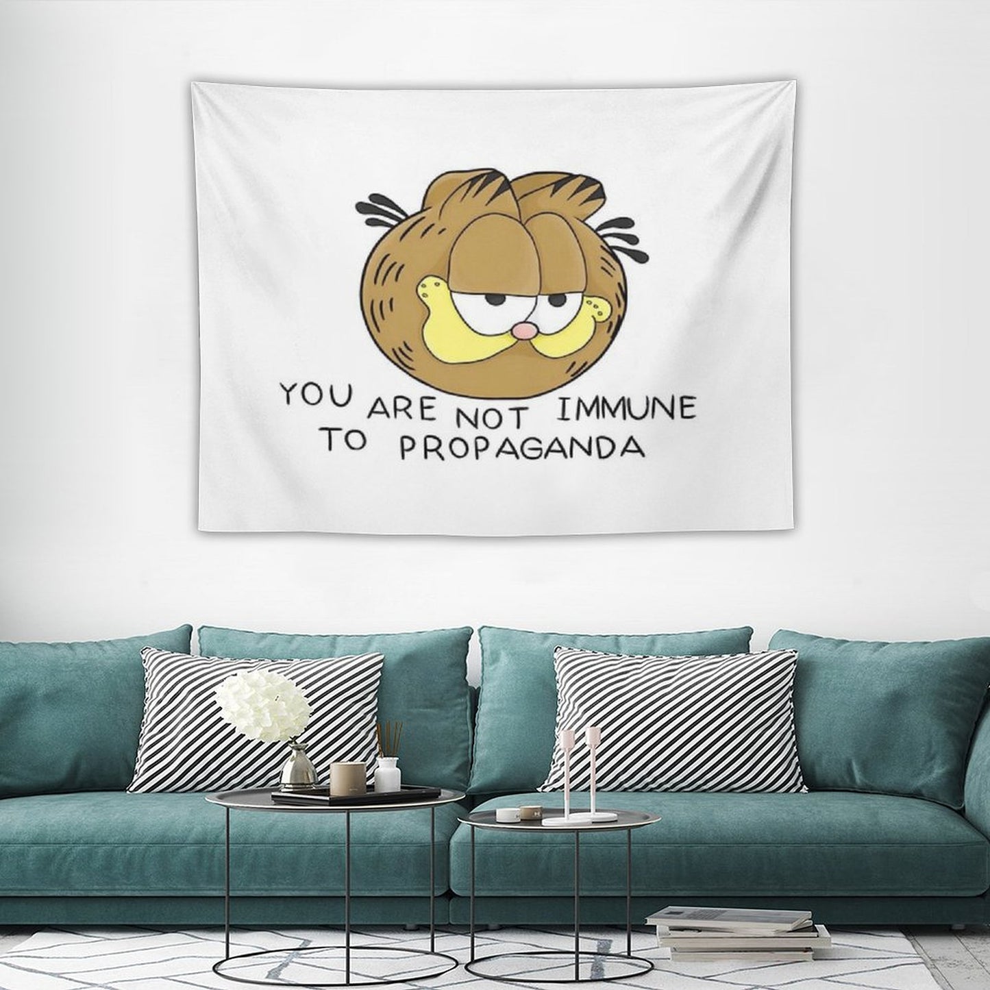 Garfield You Are Not Immune to Propaganda HD Tapestry