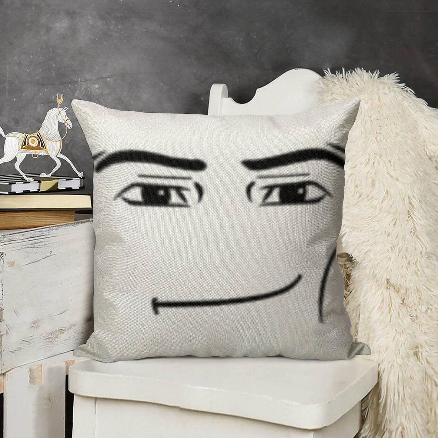The Man Face Linen Throw Pillow Cover