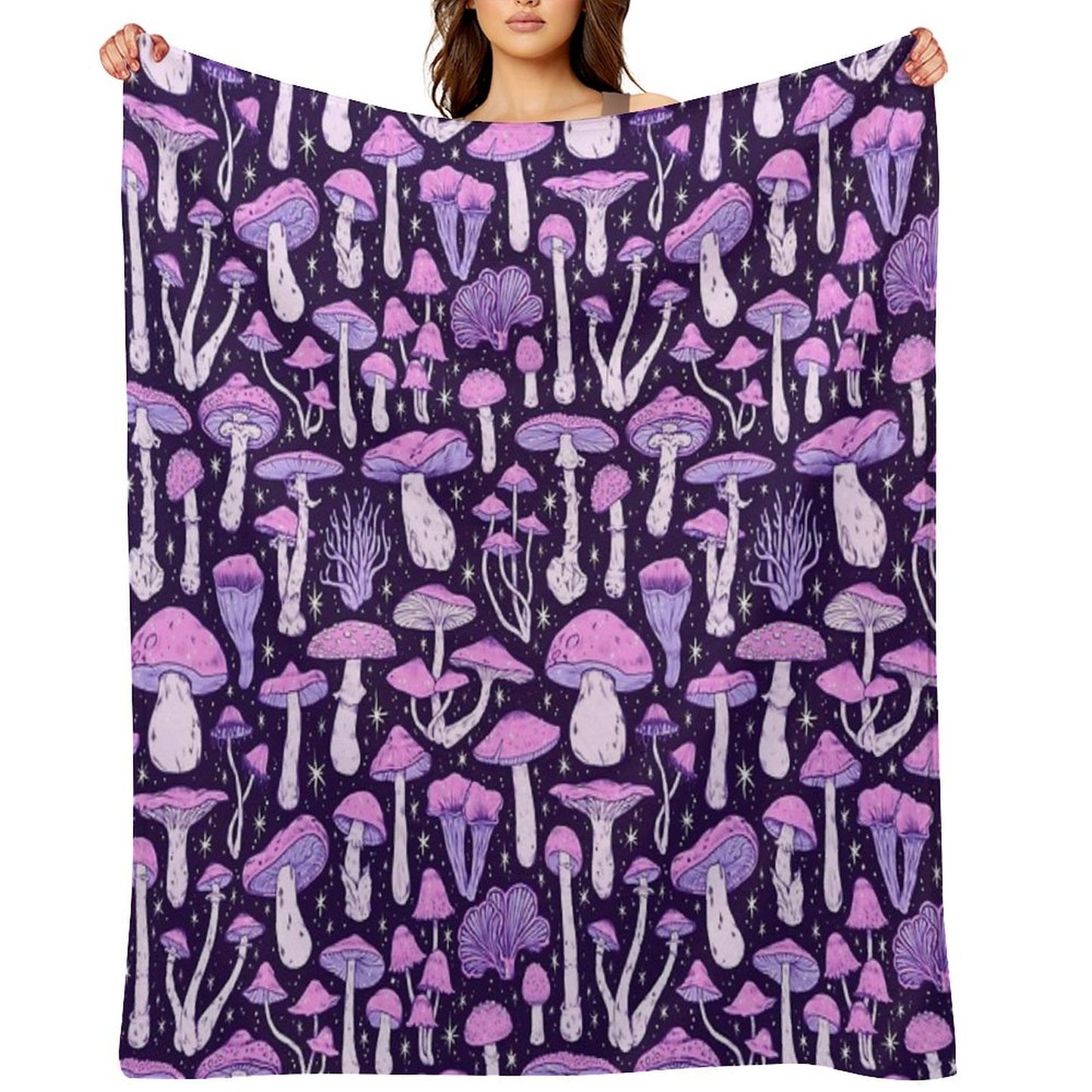 Deadly Mushrooms Dark Purple Throw Blanket