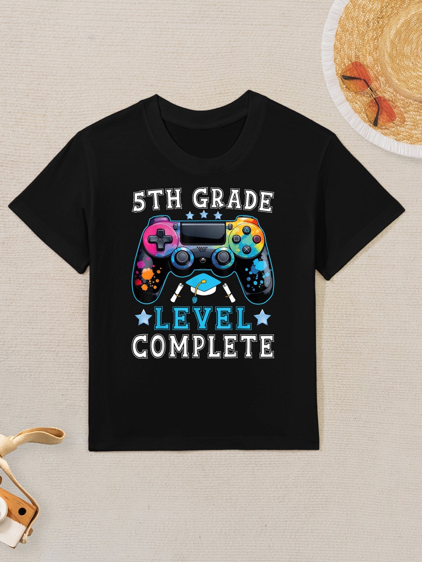 5th Grade Level Complete Last Day Of School Gamer Graduation Kids T-Shirt