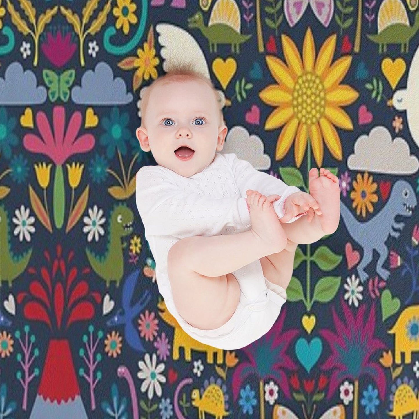 Peace, Love And Dinosaurs - Cute Animal Pattern by Cecca Designs Throw Blanket