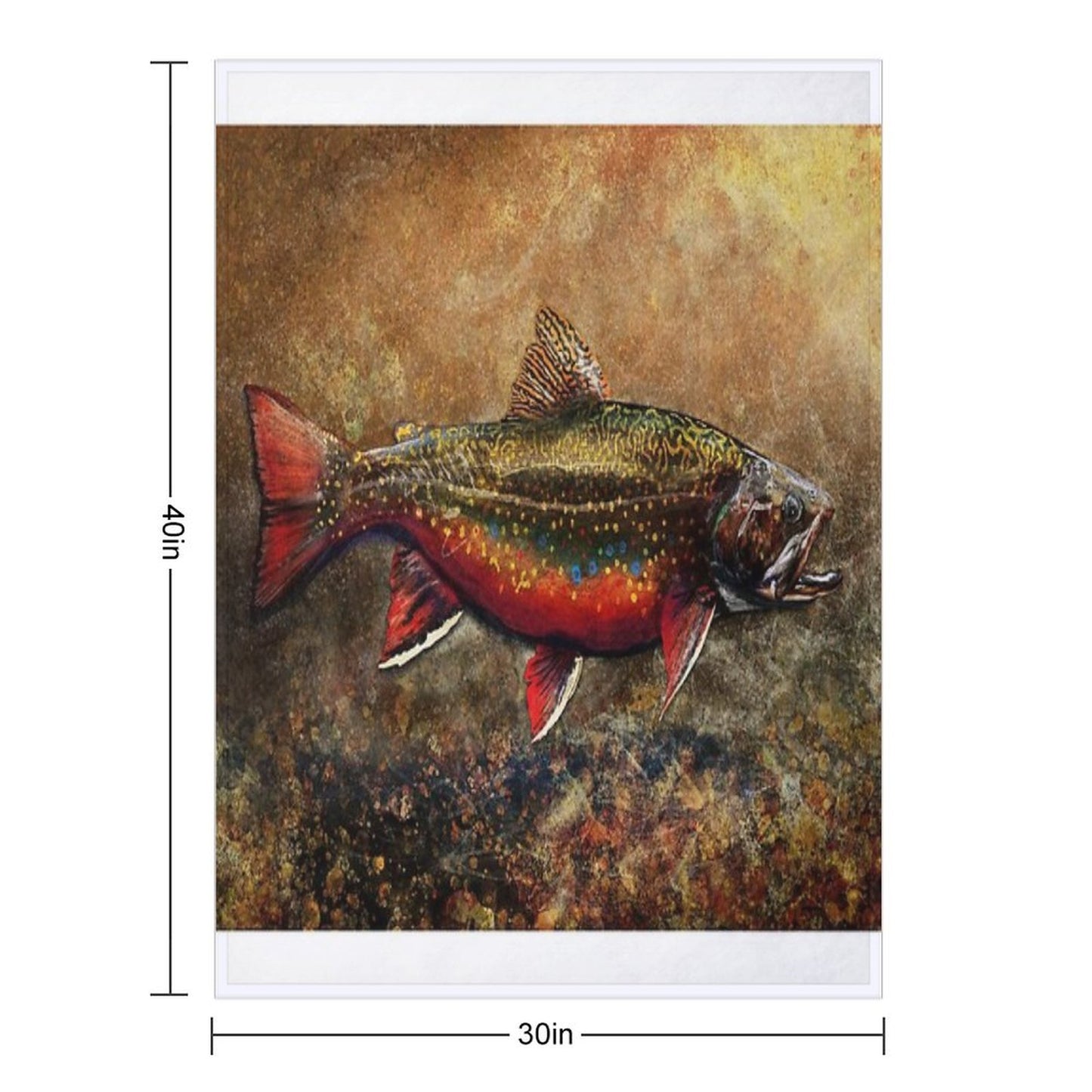 Spawning Male Brook Trout Illustration Throw Blanket