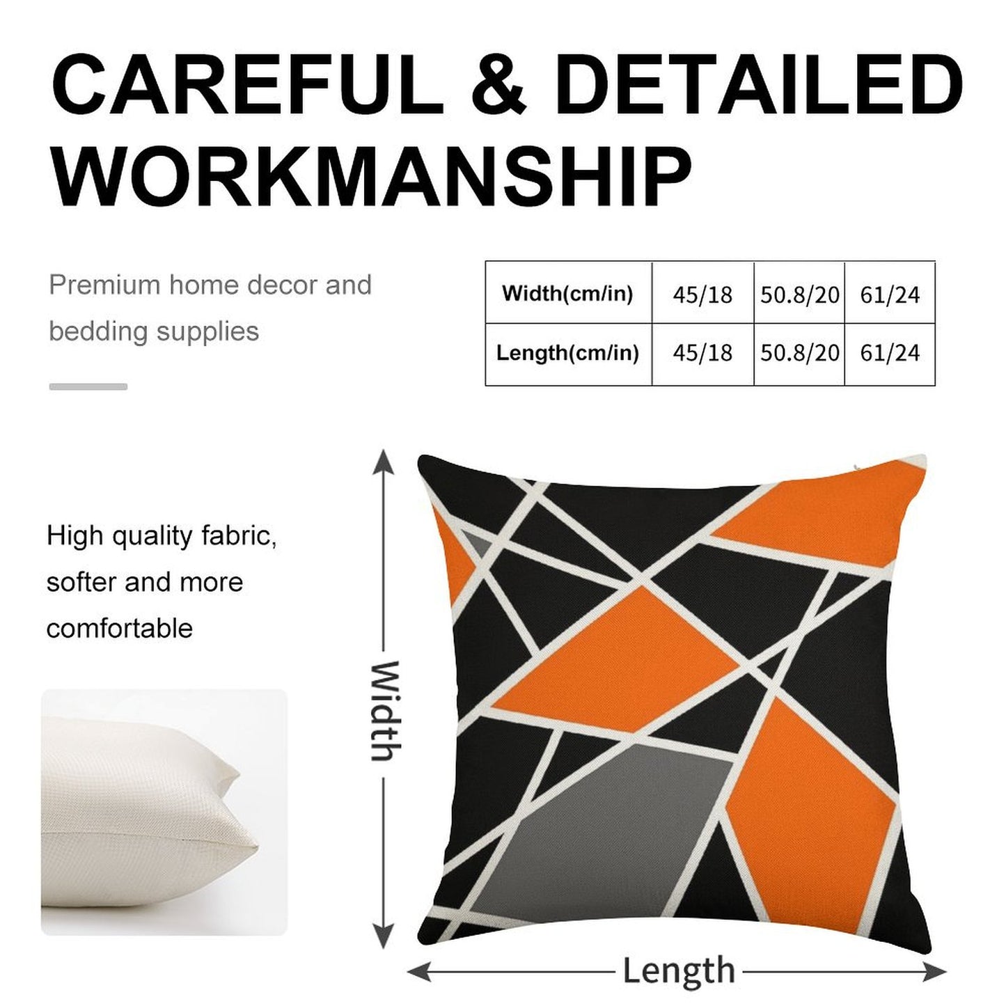 Geometric Modern Orange Pattern Linen Throw Pillow Cover